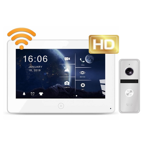 Комплект видеодомофона JVS GRANT HD WIFI WHITE + Вызывная панель NOVICAM FANTASY SILVER